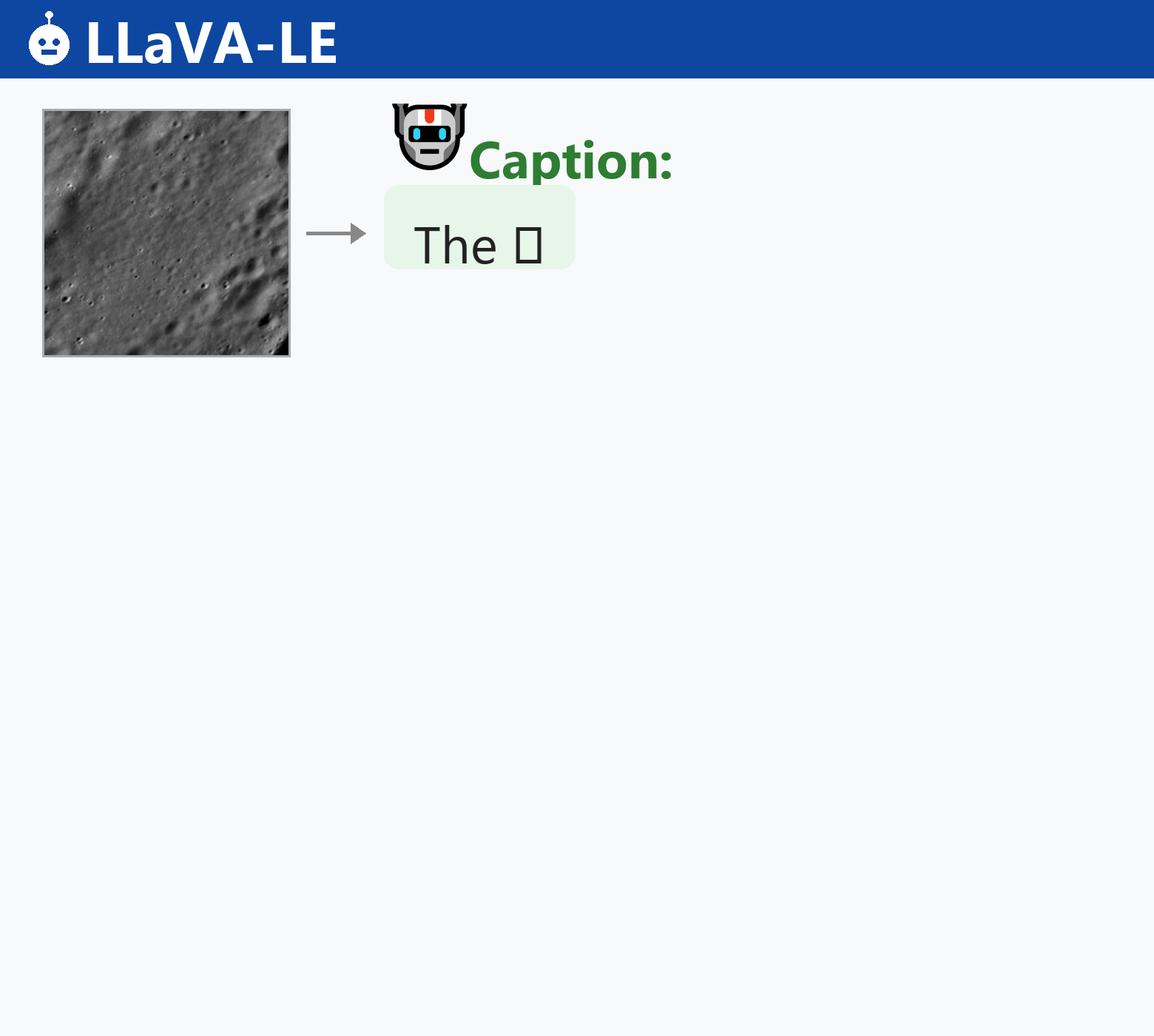LLaVA-LE demo: densely cratered surface caption and QA
