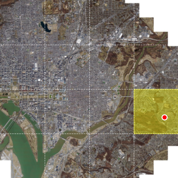 Coarse satellite map at zoom level 1